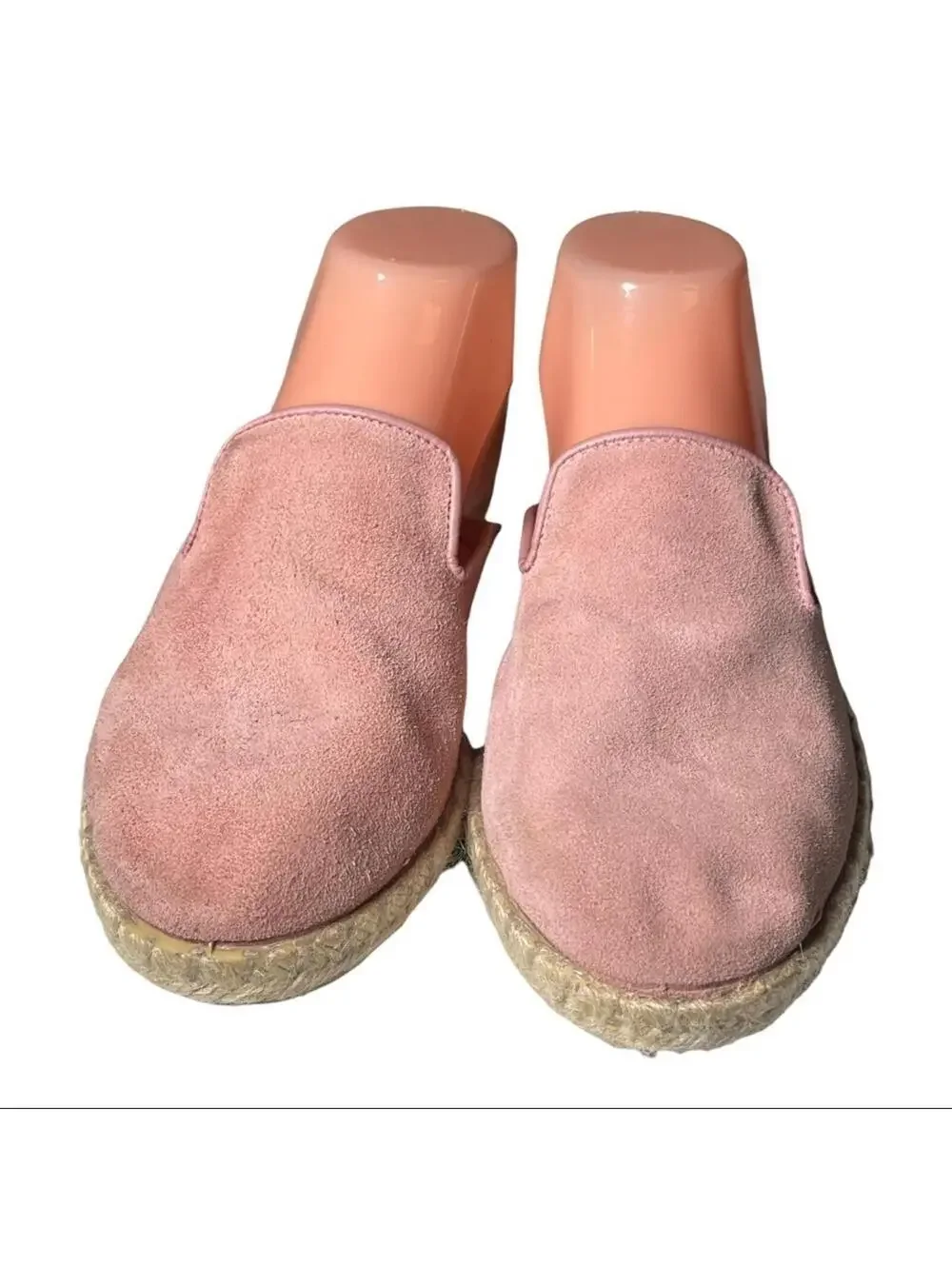 Saks Fifth Avenue Pink Suede Espadrille Mules / Slides